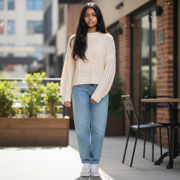 Universal Thread Sweaters - Universal Thread Womens Fabric Blend Cream Open-Knit Sweater Size XS